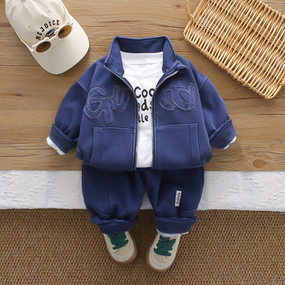 Autumn long sleeved three piece baby jacket