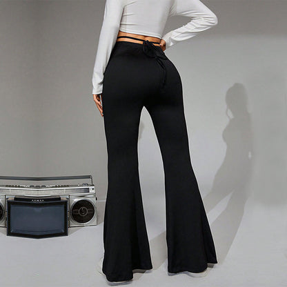 Women's elegant casual trousers slim wide-leg trousers