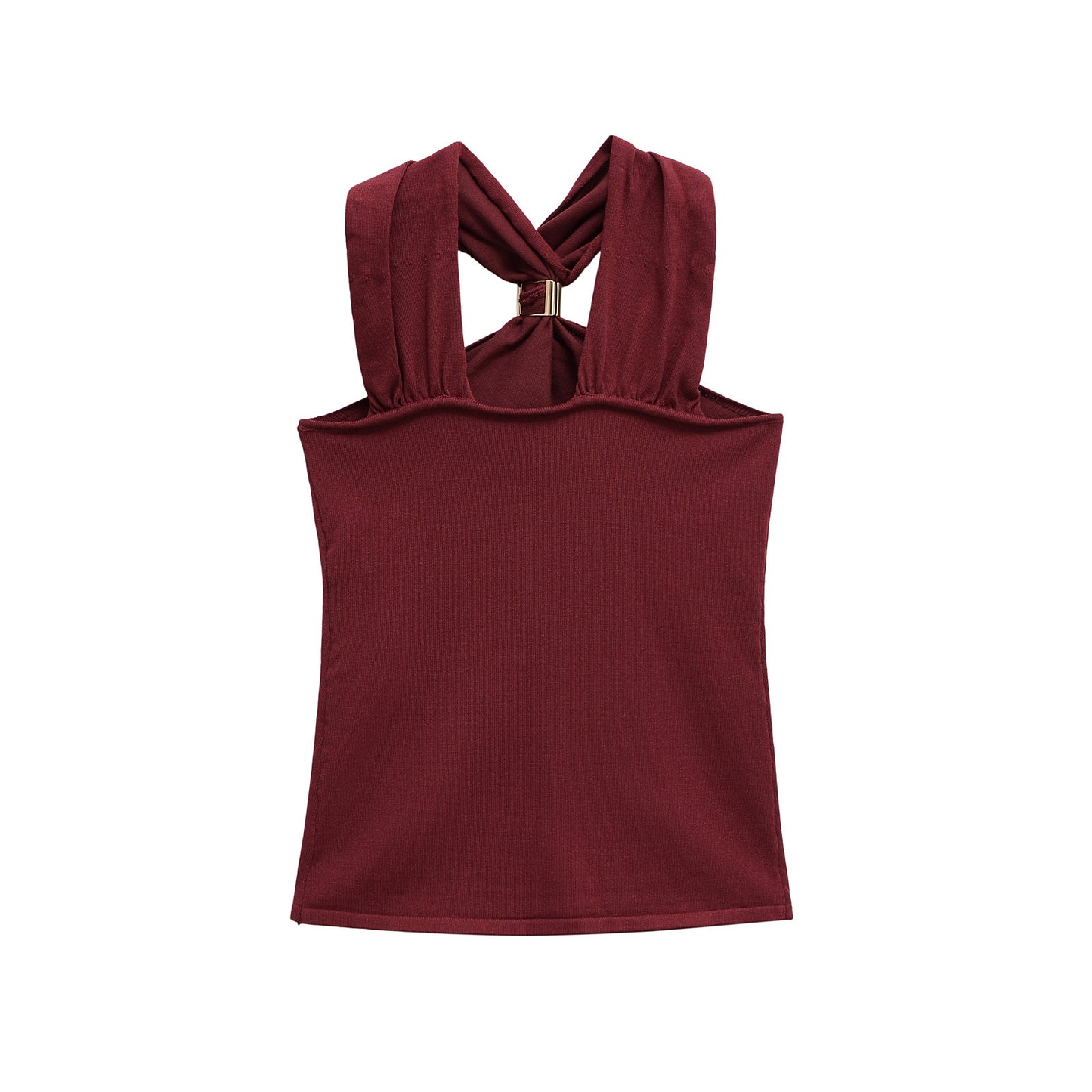 Gold inlaid knitted halter top with camisole, women's top
