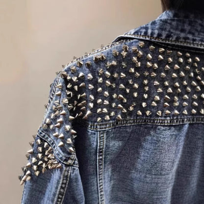 Batwing Sleeve Heavy Washed Denim Short Jacket for Women Fashion Trendy