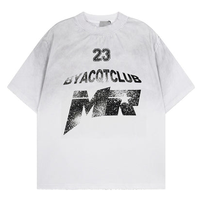 Paint Design Letter Print Short Sleeve T-Shirt Summer Trendy