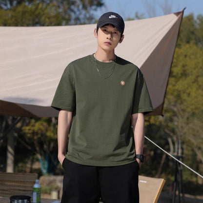 Cotton Summer Loose Texture Letter Embroidered T-shirt