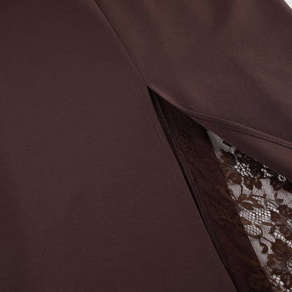 Side slit lace patchwork skirt