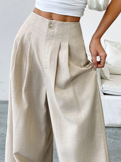 Losse dames pantalon met rechte pijpen