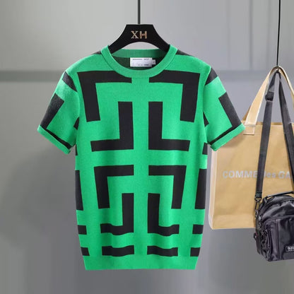 Short sleeved knitted upper garment summer T-shirt