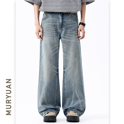 Denim Pants Men's Trendy Loose Straight Fit Oversized Jeans