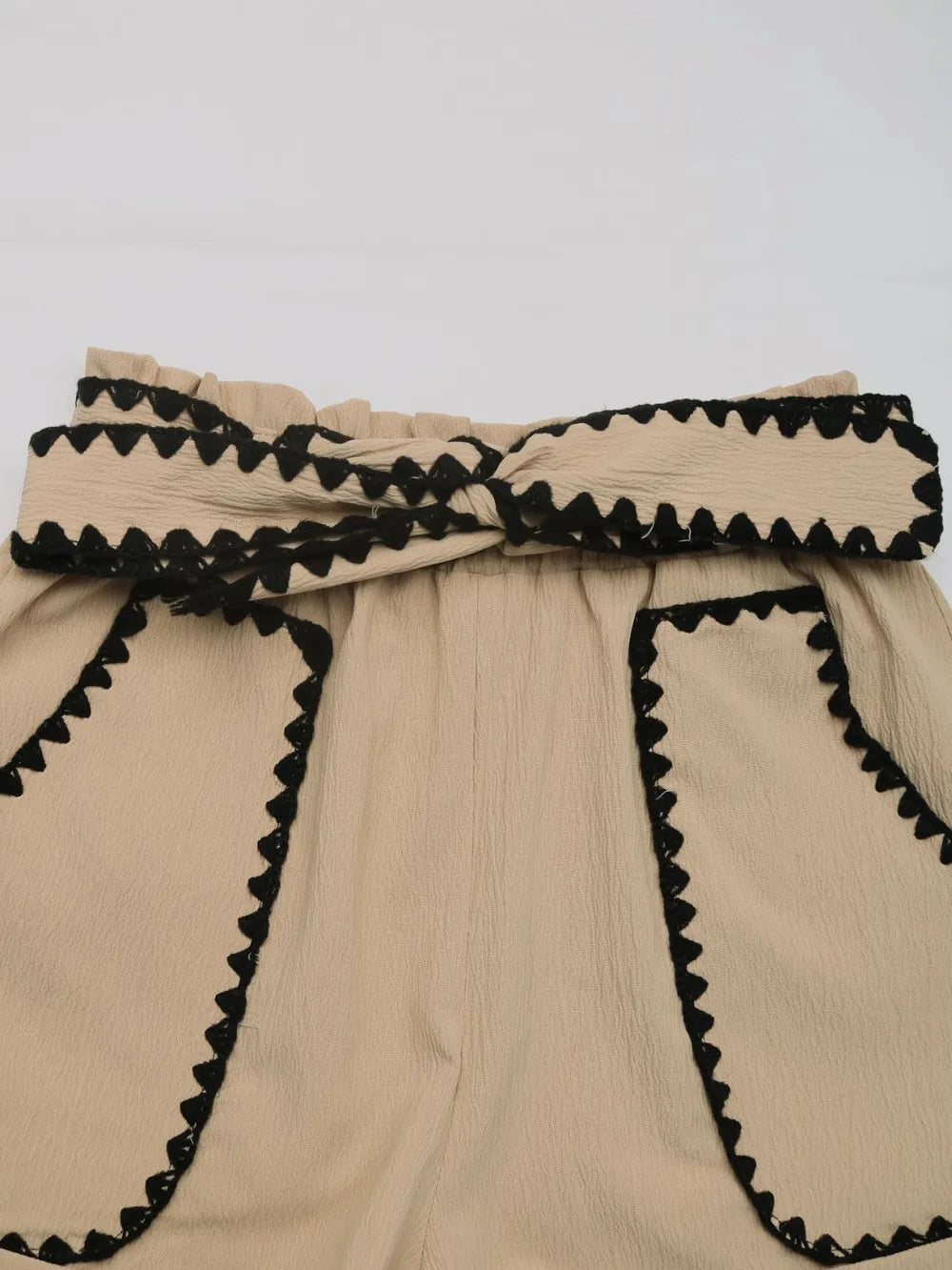 Perfee Tied Contrast Trim Shorts