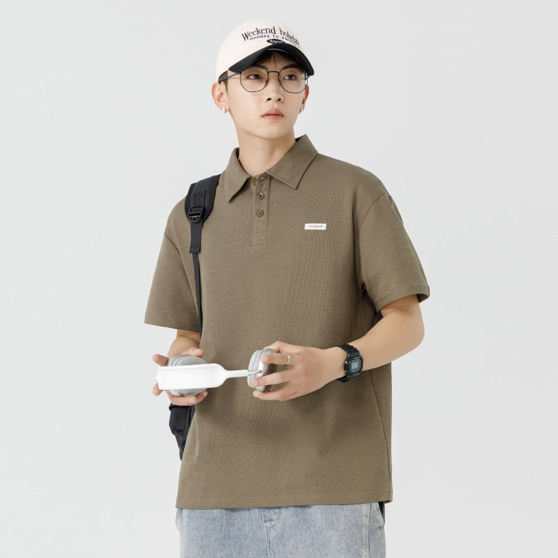 Short sleeved lapel loose T-shirt for men summer