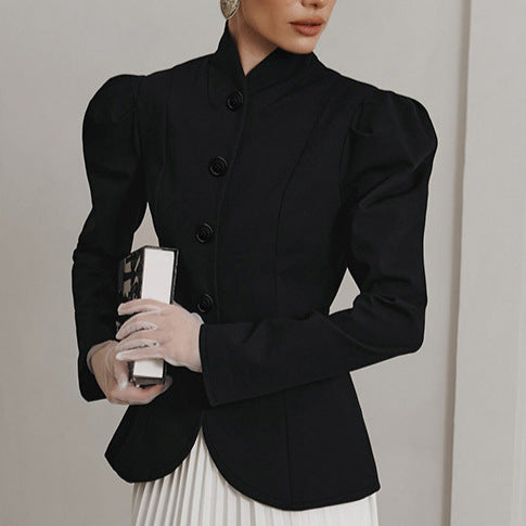 Autumn and Winter Elegant Commuting Bubble Sleeves Small Fragrant Coat for Women