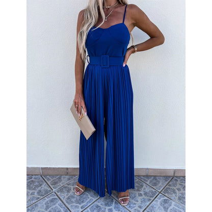 Sexy Strapless Pleated Jumpsuit Spring Summer New Style INS Casual Vacation Multi-color Jumpsuit
