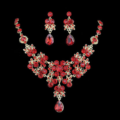 Korean Bridal Jewelry Korean Rhinestone Curvy Bridal Collarbone Necklace Wedding Accessories Two-Piece Set