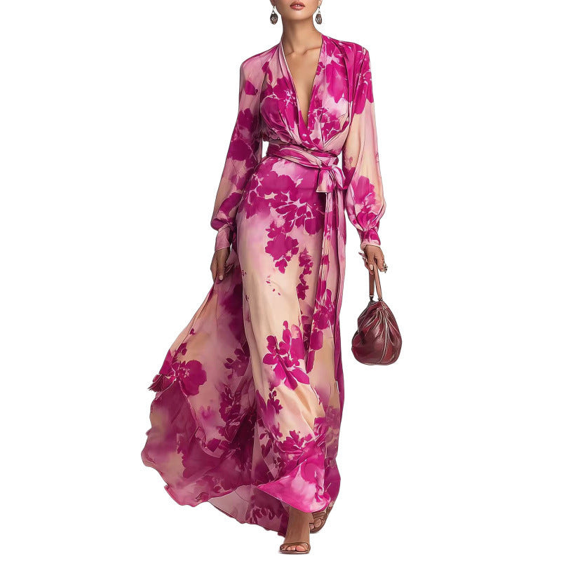 Floral Print Chiffon Maxi Dress