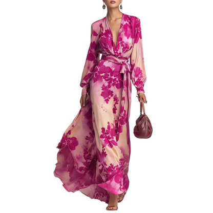 Floral Print Chiffon Maxi Dress