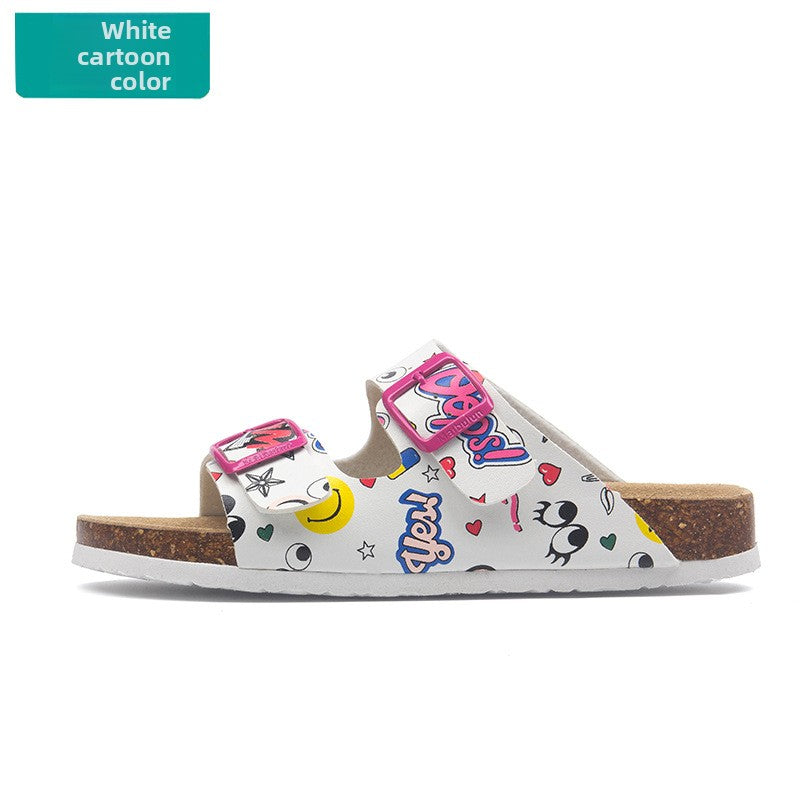 Buckle Flats Cork Slippers