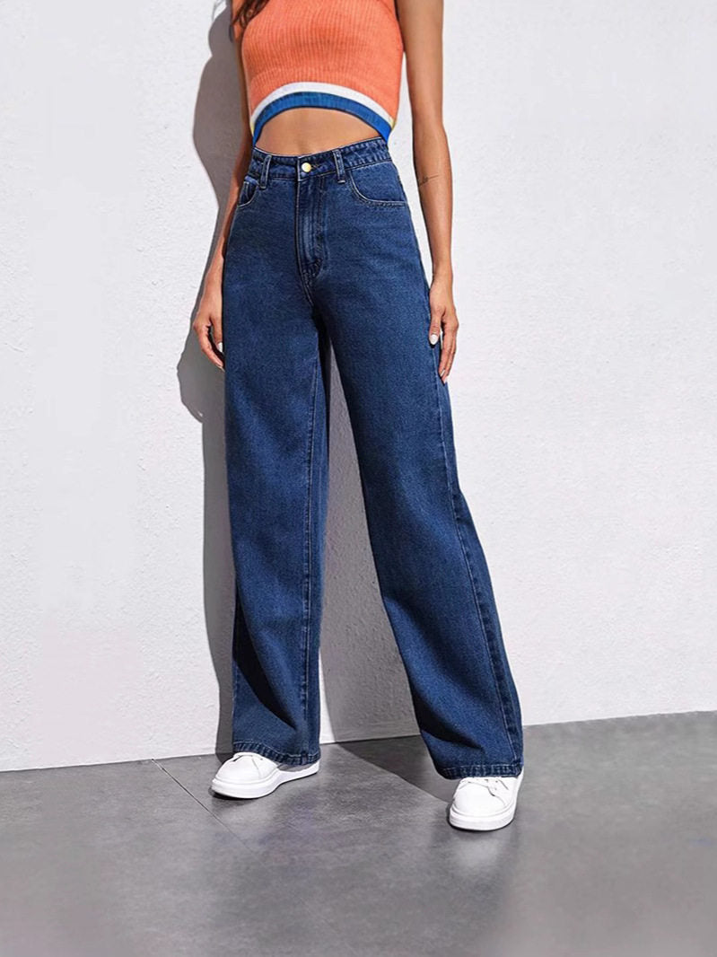 Loose-fitting wide-leg straight-leg pants