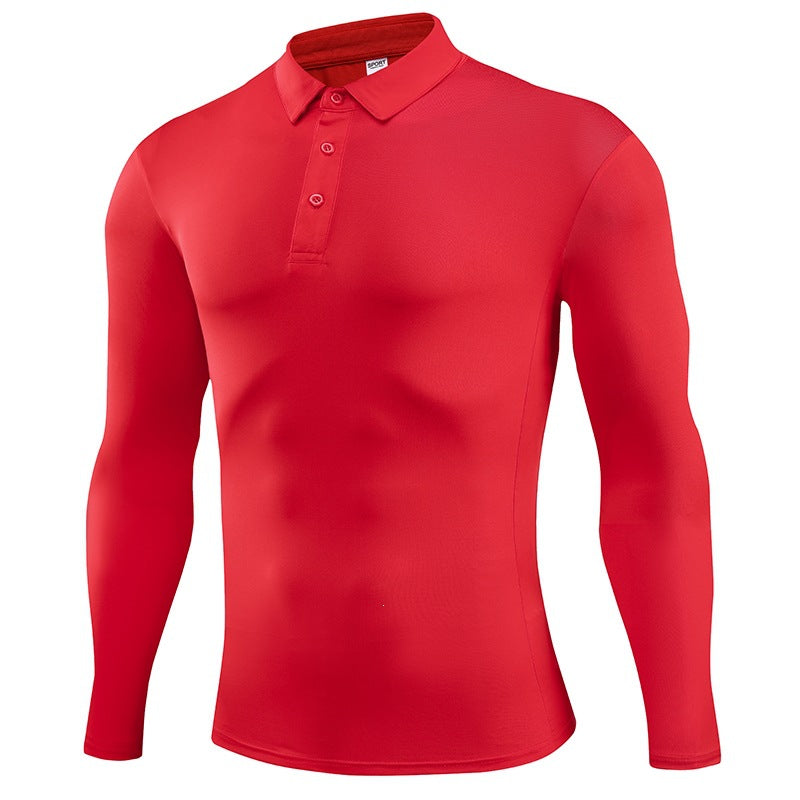 Mens Quick-Dry Long Sleeve Polo Shirt