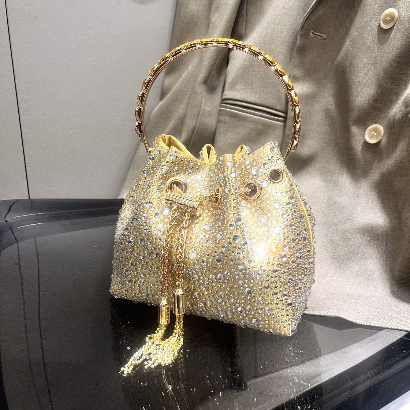 Diamond Crystal Bucket Bag