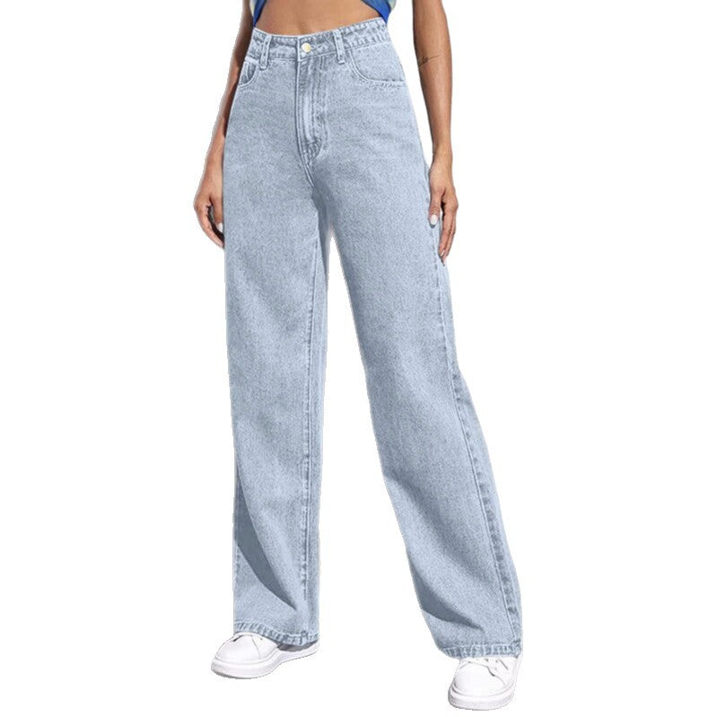 Loose-fitting wide-leg straight-leg pants