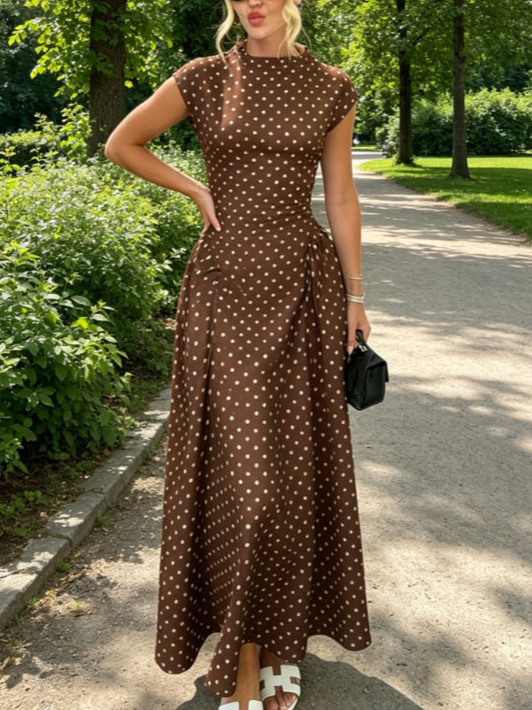 Polka Dot High Waist A-Line Dress