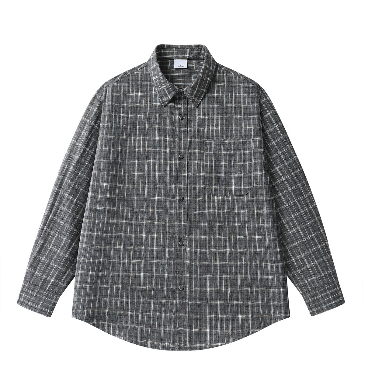 Wide-cut washed check shirt