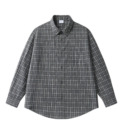 Wide-cut washed check shirt