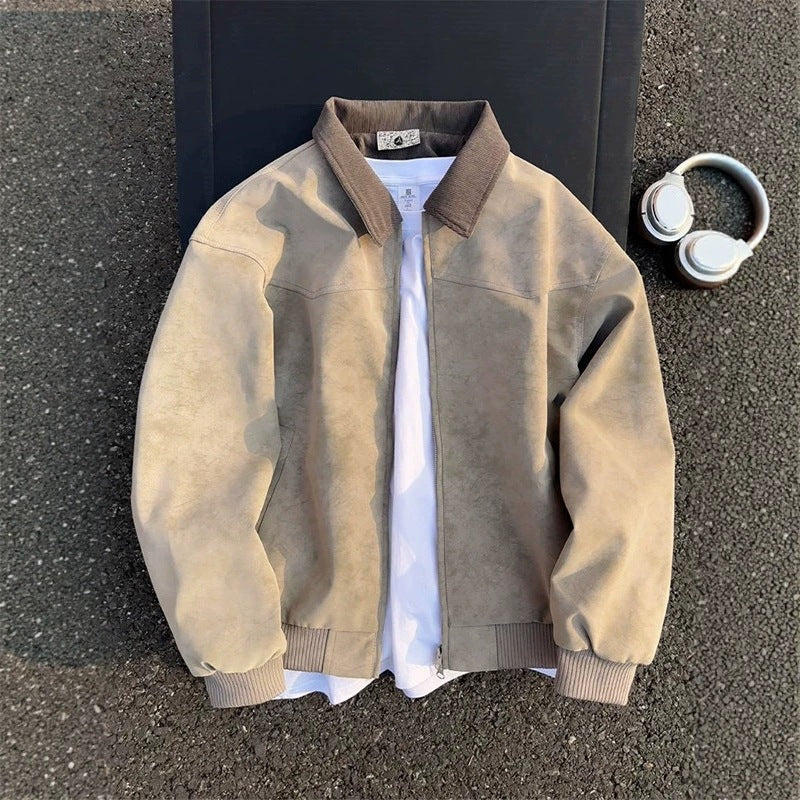 Mens PU Leather Tie-Dye Jacket
