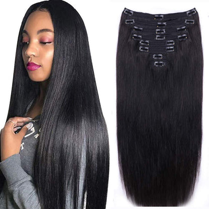 Clip-in Human Hair Extensions with Double Weft