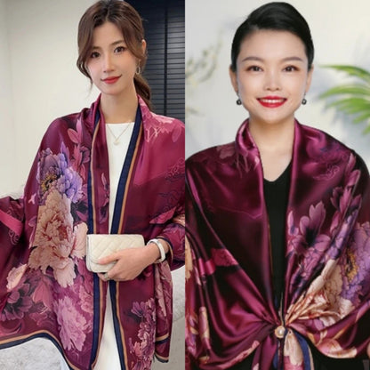 Women's Lijin Satin Scarf Floral Print Shawl