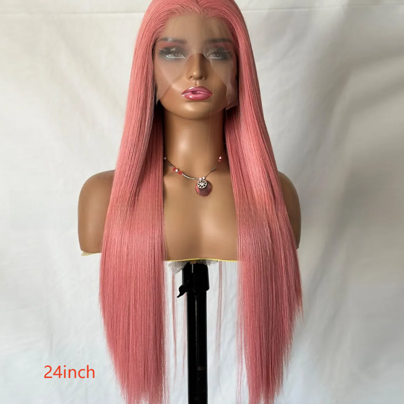 Front lace pink long straight hair
