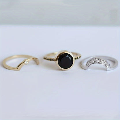 Retro French Women's Geometric Zircon Ring