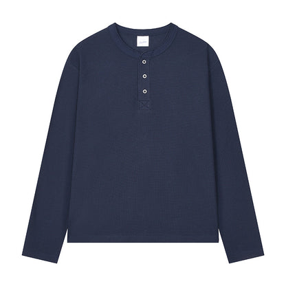 Men's Lightweight Waffle Knit Long Sleeve Henry Collar T-Shirt