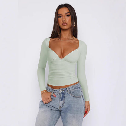 Womens Diamond Collar Long Sleeve T-Shirt