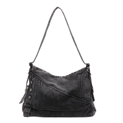 Women's Denim Shoulder Bag Large Capacity Tote Bag with Zipper Closure