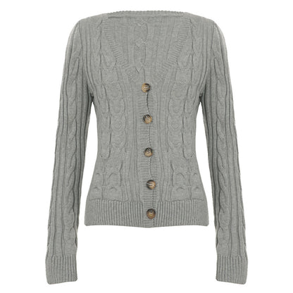 Retro Knit Cardigan with Button Front