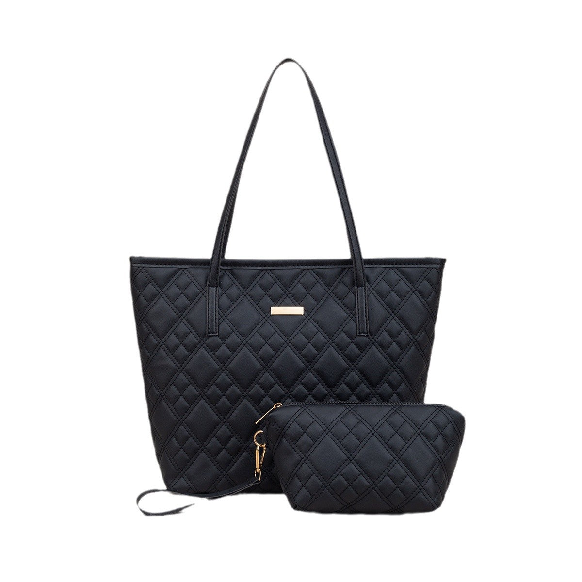 PU Embroidery Shoulder Tote Bag Set