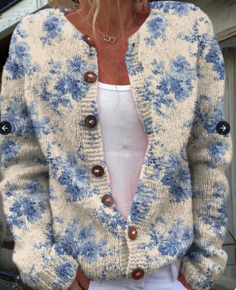 Womens 3D Printed Knit Cardigan