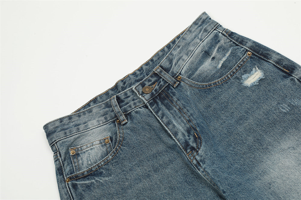 Gewassen en gerafelde jeans voor heren van het merk Street Tide