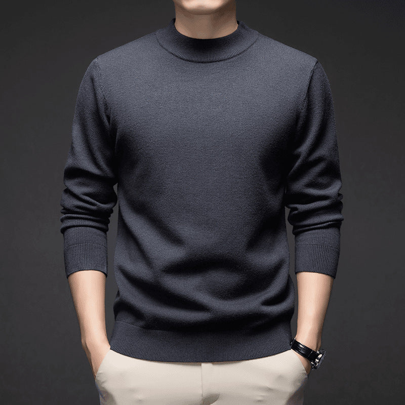 Men's Half-Turtleneck Slim-Fit Fleece-Lined Knit Sweater