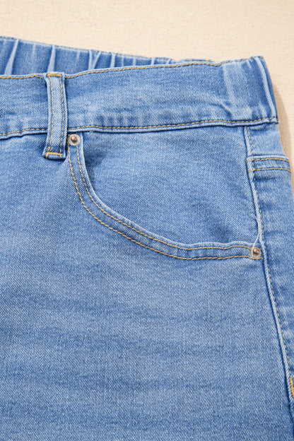 Jeans met acid wash-effect en vetersluiting plus size