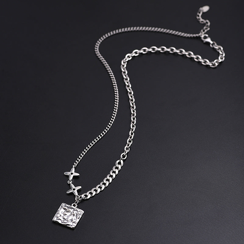 Trendy zilveren heren stikselketting