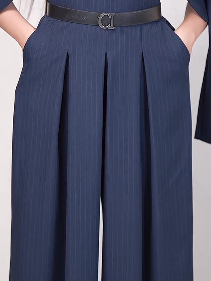 Gestreepte Tube Top Jumpsuit Kort Blazer Pak