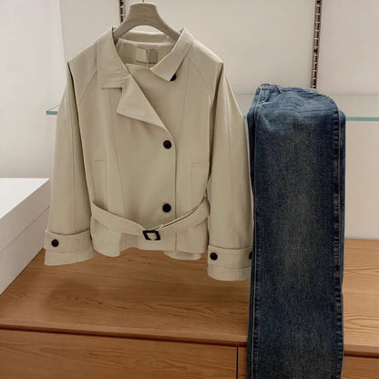 Lady's belt style versatile trench coat