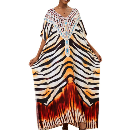 Loose-Fitting Rayon Beach Cover-Up Dress