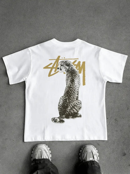 Pure Cotton Leopard Print Street Style T-Shirt
