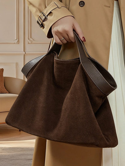 Retro matte leather large capacity commuter tote bag