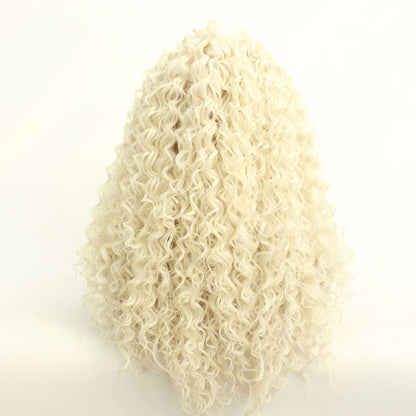 Blond gekrulde synthetische lace wig