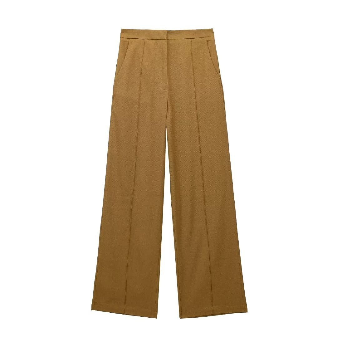 Linnen dubbelrijs pakjas vest rechte broek