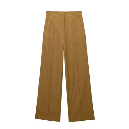 Linnen dubbelrijs pakjas vest rechte broek