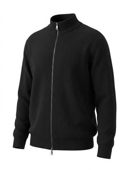 Stand Collar Zip Up Knit Sweater for Men
