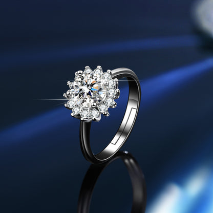 S925 Sterling Silver Sunflower Moissanite Three-Piece Jewelry Set